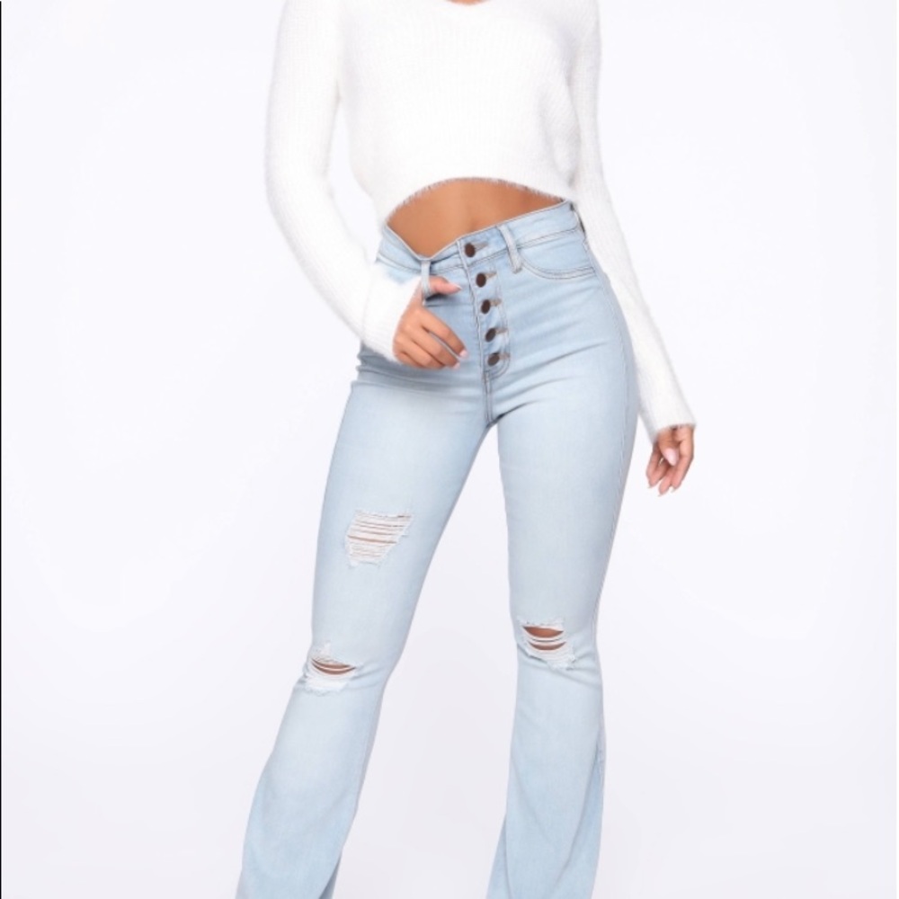 Fashion Nova Not So Common Distressed Flare Jeans